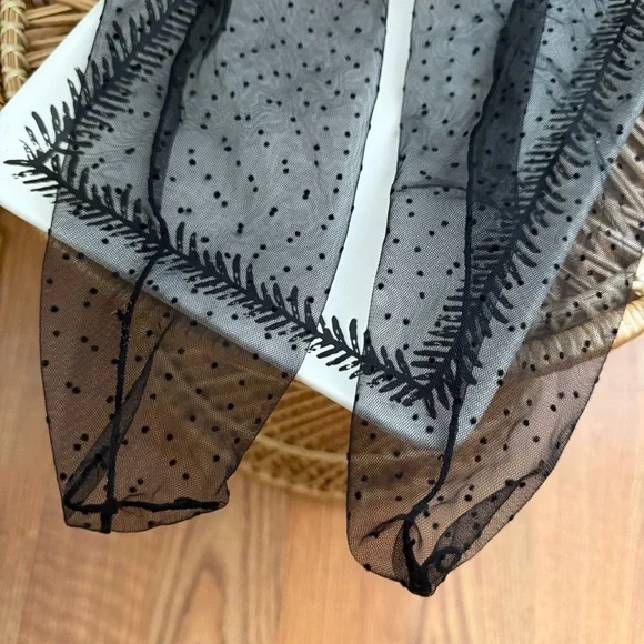 Black Mesh Sheer Polka Dot High Calf Socks - Picture 2 of 5